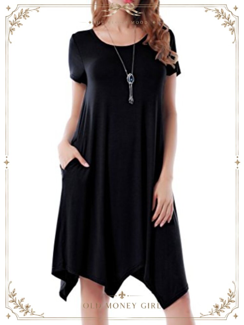 Women's Soft Stretchy Asymmetrical Hem Casual Dress with Pockets